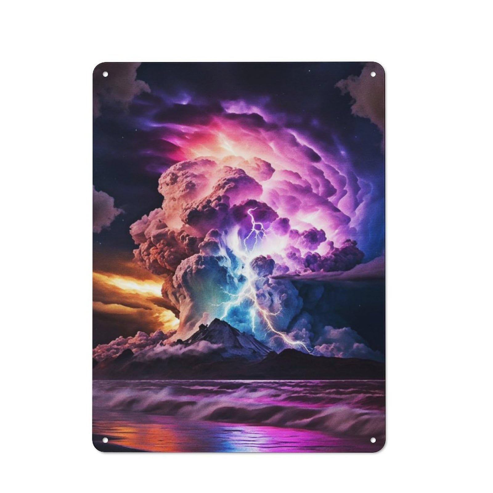 Junmoney Colorful Lightning Retro Printed Metal Sign 40X30cm For Garage Or Workshop, For Garage, Workshop And Man Cave Decoration