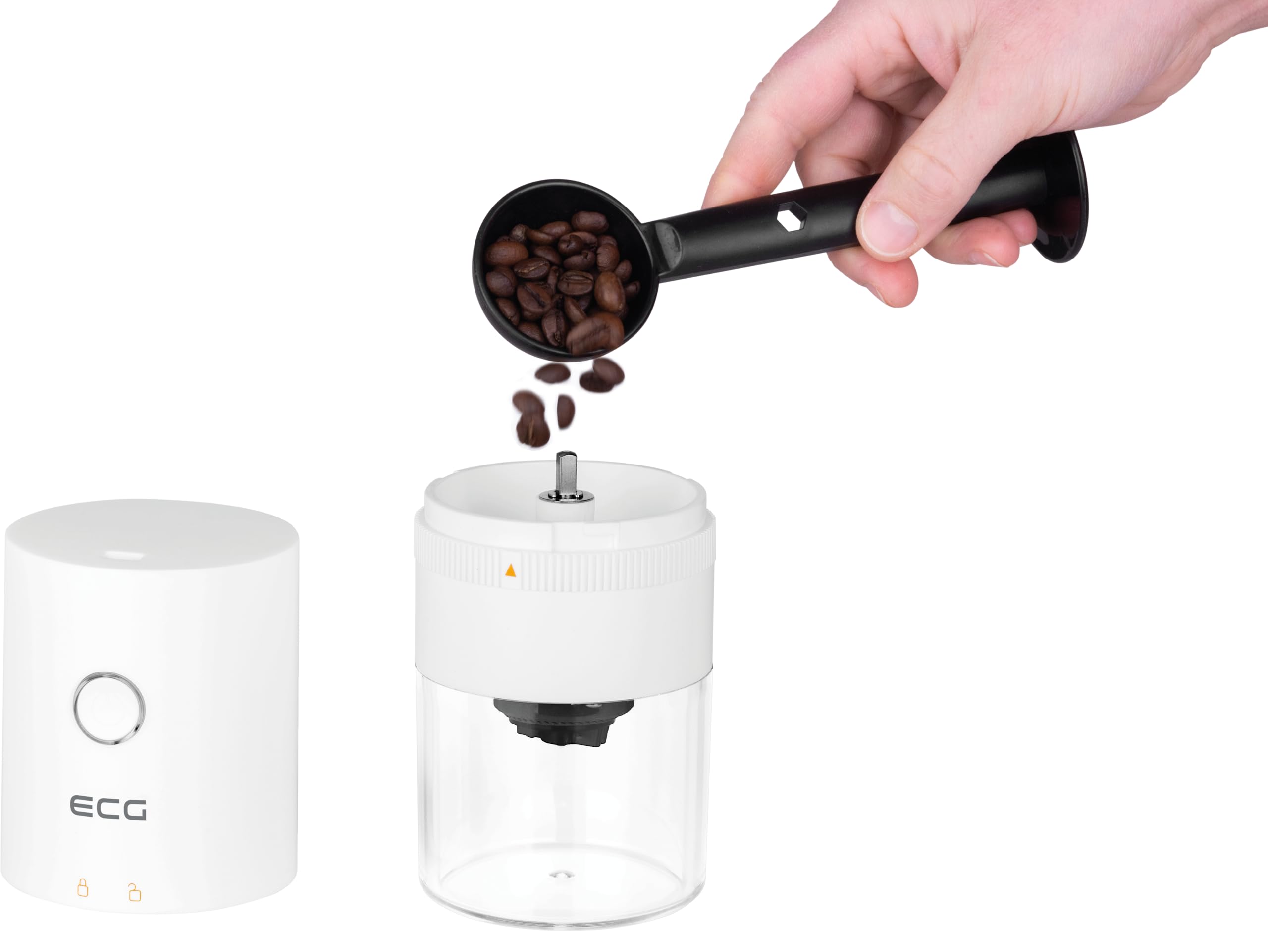 ECG KM 150 Minimo White, Kaffeemühle, USB-C, Weiss