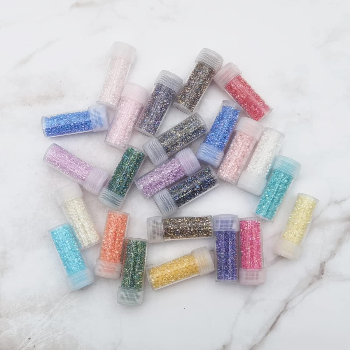 INSPIRELLE Uniform 120 Gram 12/0 (2mm) Cylinder Glass Seed Beads for Craft Jewelry Making, 24 Color-Lined Clear AB Colors - Image 5