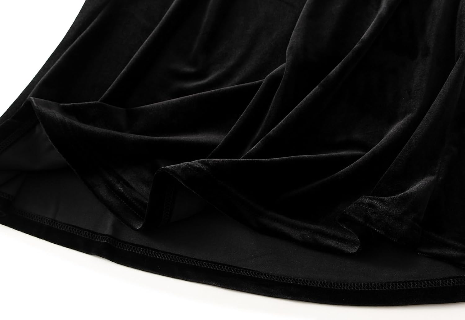 Womens Winter Velvet Elegant Long Skirt Stretch High Waist Maxi Skirt Black