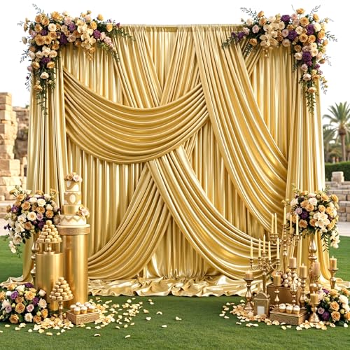 10x12FT Gold Sequin Curtains Backdrop Wrinkle Free Back Drop for Wedding