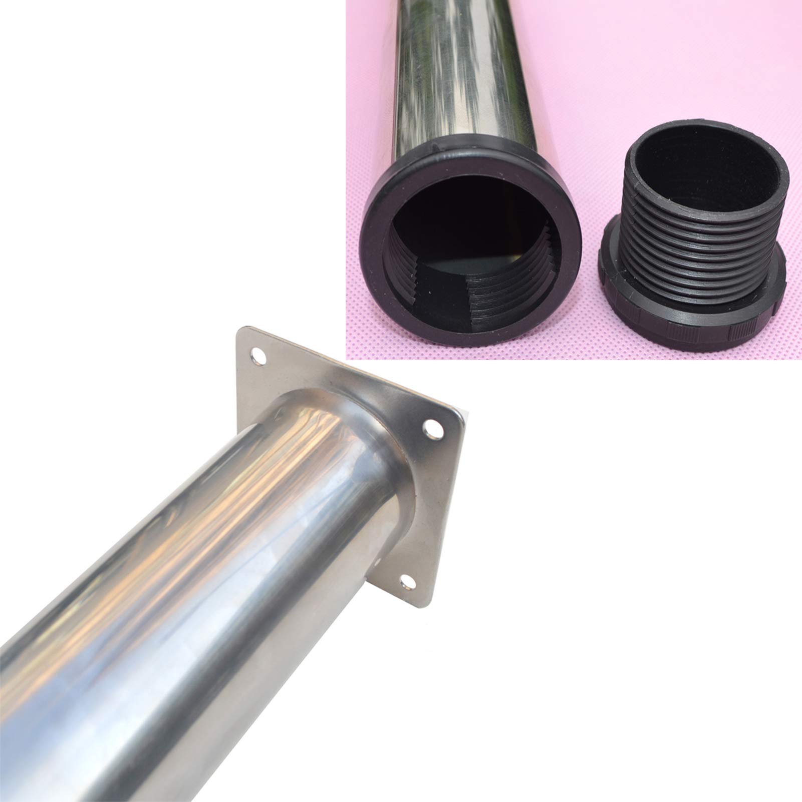 Kit de 4 Pies Redondo para Mesa,Patas de Mesa en Acero Inoxidable,Patas de Mueble de Cocina Regulables,Altura Regulable 0-15mm,Unidad/Desayunador Barra/Escritorio Piernas de Metal,Plata(90cm/35.4in)