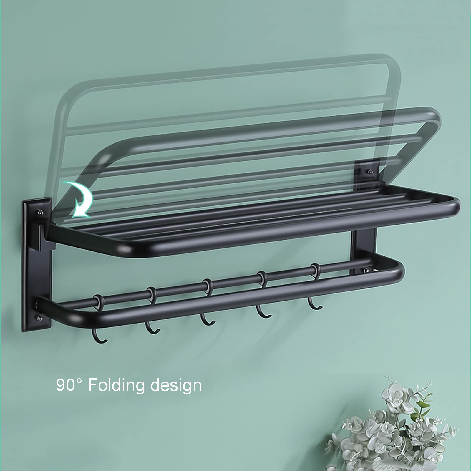 SOVORM Juego de Accesorios de Barra de Toalla de baño de 6 Piezas, Juego de toallero de Accesorios de baño de Acero Inoxidable Negro Mate montado en la Pared Redonda/g The New