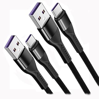 Zazalon USB C Charger Cable, [2Pack 1M] 3A Fast USB A to USB C Cable Nylon Braided Type C Charger Cable Compatible with Samsung Galaxy S22 S21 S20 S10 S9 S8 Plus Huawei P30 P20 P10 and More