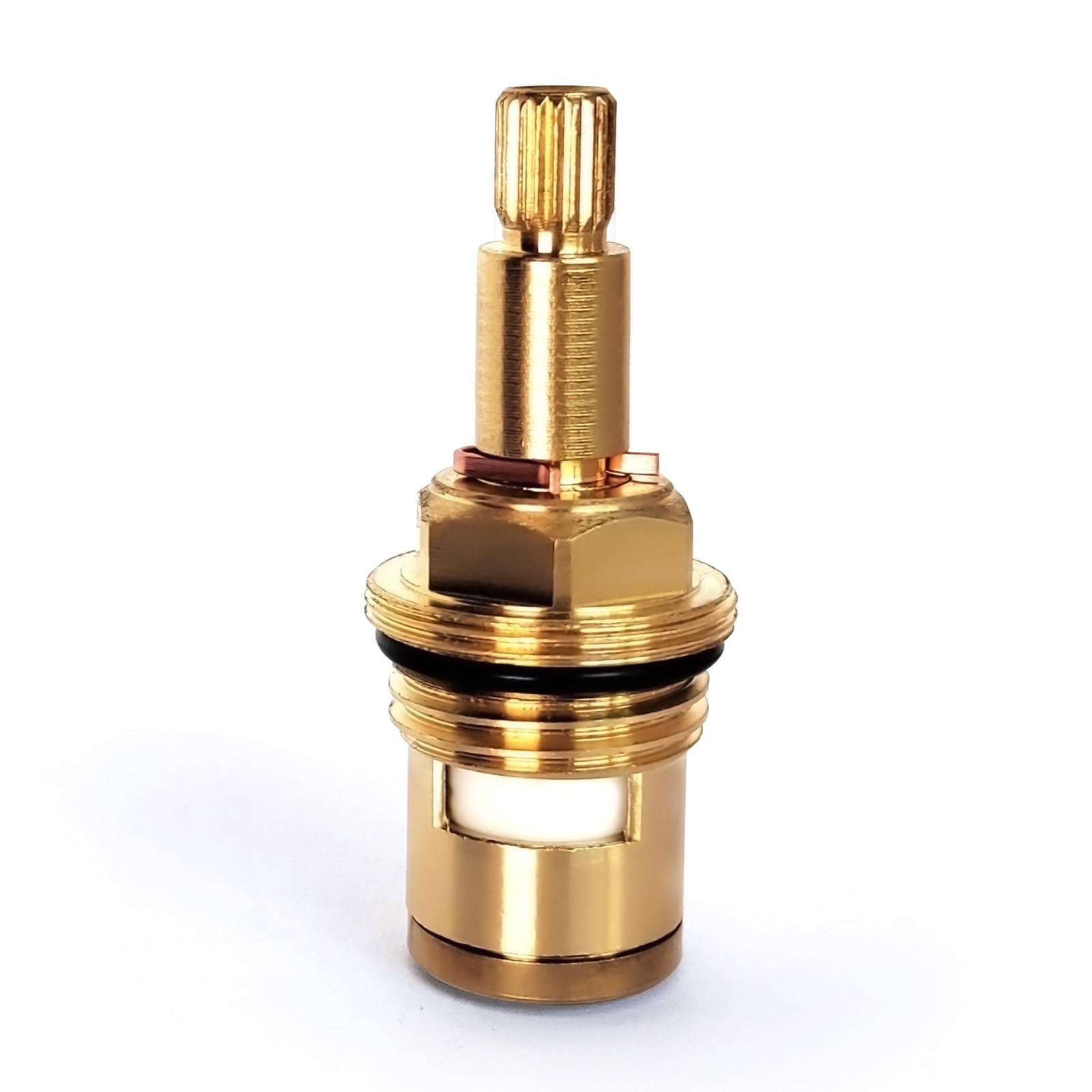 Faucet Cartridge, Brass Ceramic Stem Disc Cartridge Faucet Valve Replacement Quarter Turn G1/2" X 78mm x 9mm Spline Length, 20 Teeth (LL-Red-60MM)