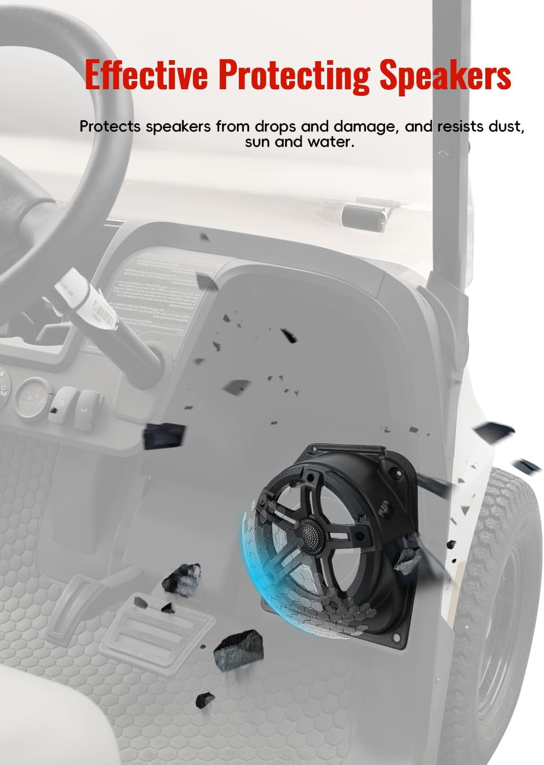 Speaker Enclosures Pods for E-Z-GO RXV Valor 2025, 2PCS Front Under Dash Loudspeaker Mount Support Pods for EZGO Valor 2025 Standard Golf Cart Accessories