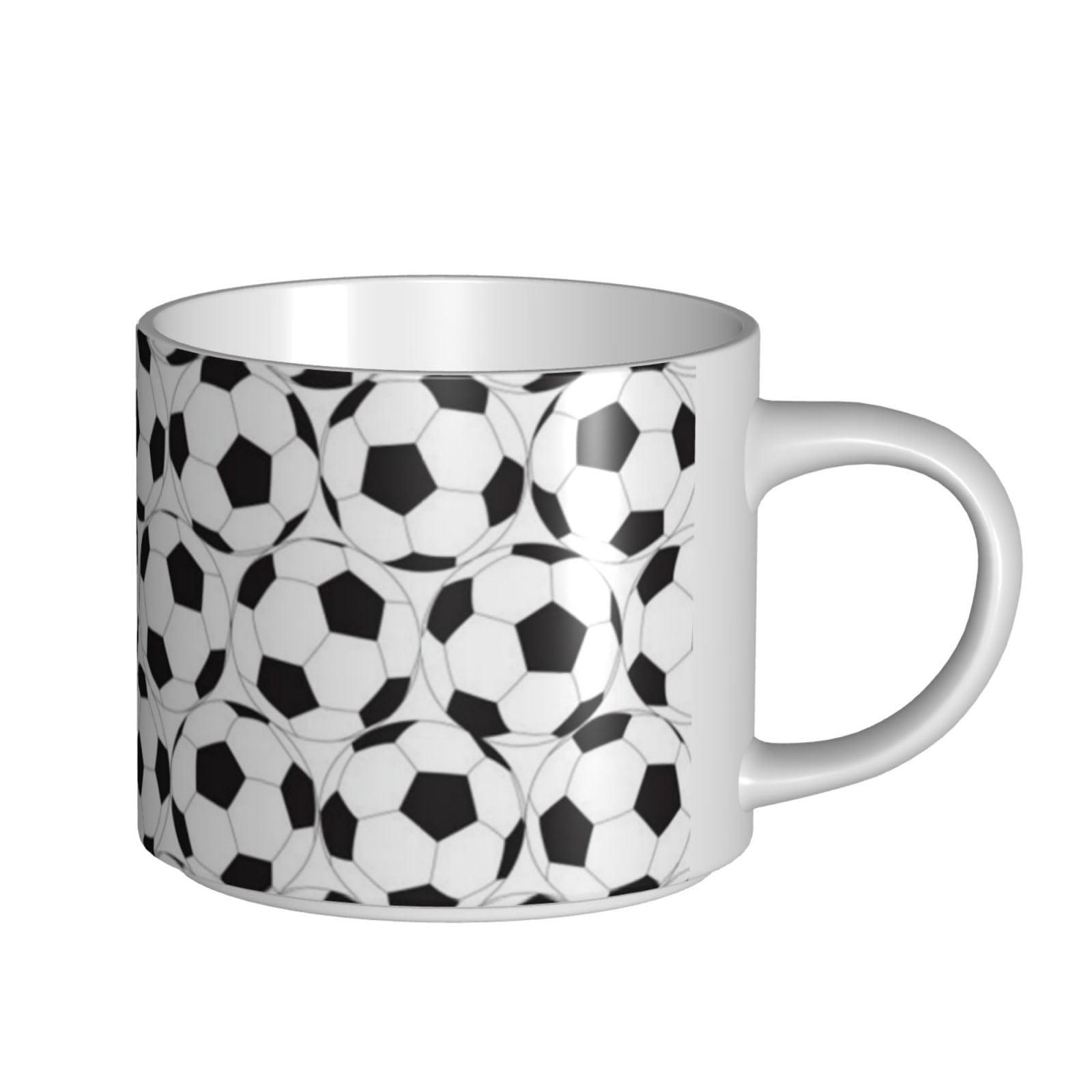 Schwarz-weißes Fußball-Muster, bedruckte große Kapazität, Keramik-Tasse, Kaffeetasse