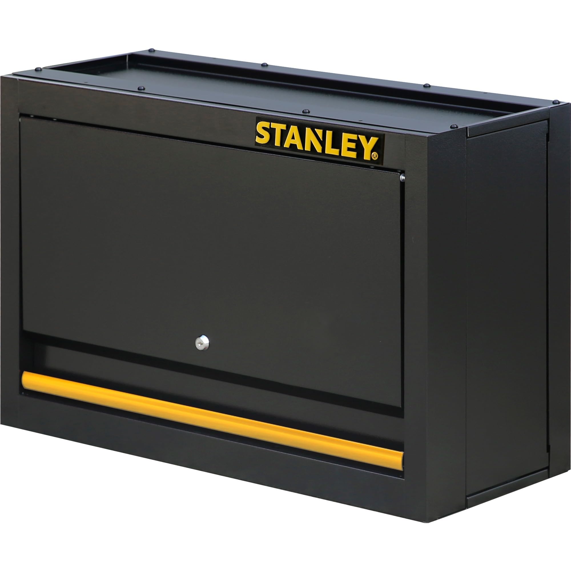 STANLEY Armario superior de 1 puerta, cuerpo metálico, sistema de cierre con llave, acero aleado, soporta 22.5kg, arietes de gas, montaje en diversas superficies, STST97599-1