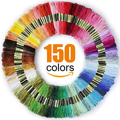 WeeDee Fils à Broderie Kit Pièces pour Broderie Point de Croix Tricotage Bracelets Brésiliens Fils à Coudre des Outils Accessoires, 150 Couleurs