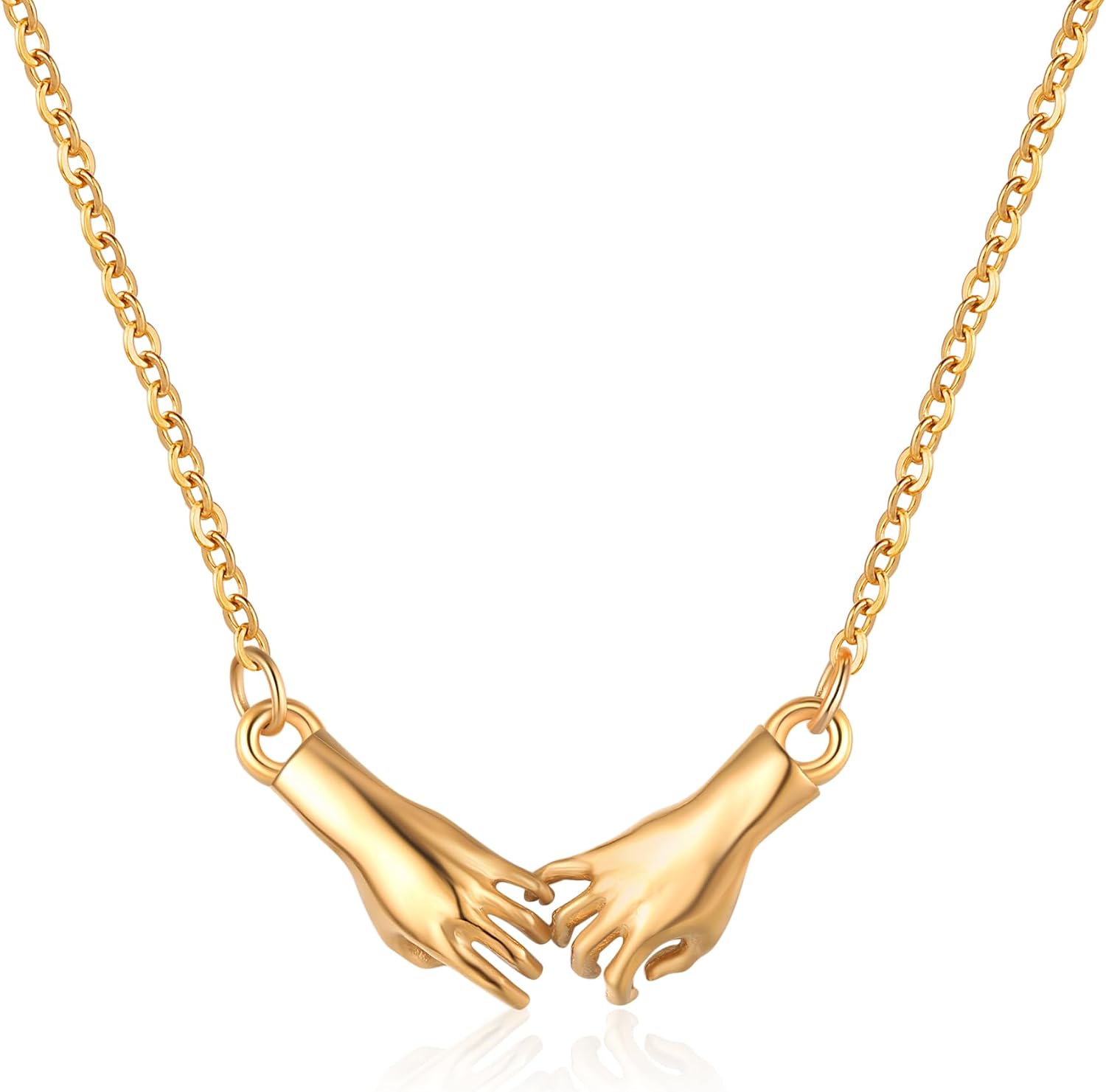 Dainty Necklace for Women 18K Gold Plated Pinky Swear Promise Neckalces Chain 18+2" Gift for Friend Mother Girlfriend