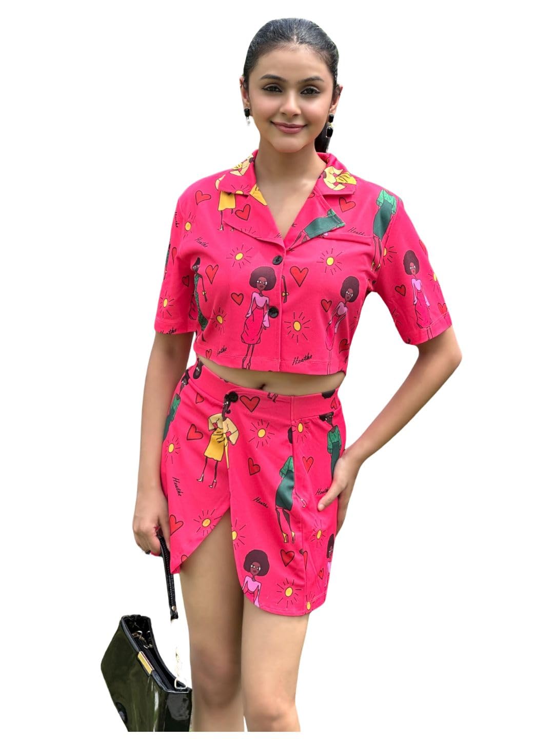 tandul Women's Printed Pink Polyester Co-ord Set Regular Regular Sleeves Co-ord Set For Womens Soft & Breathable & Comfortable Outfits for Office, Casual, Festive & Party (11700)-picture-34