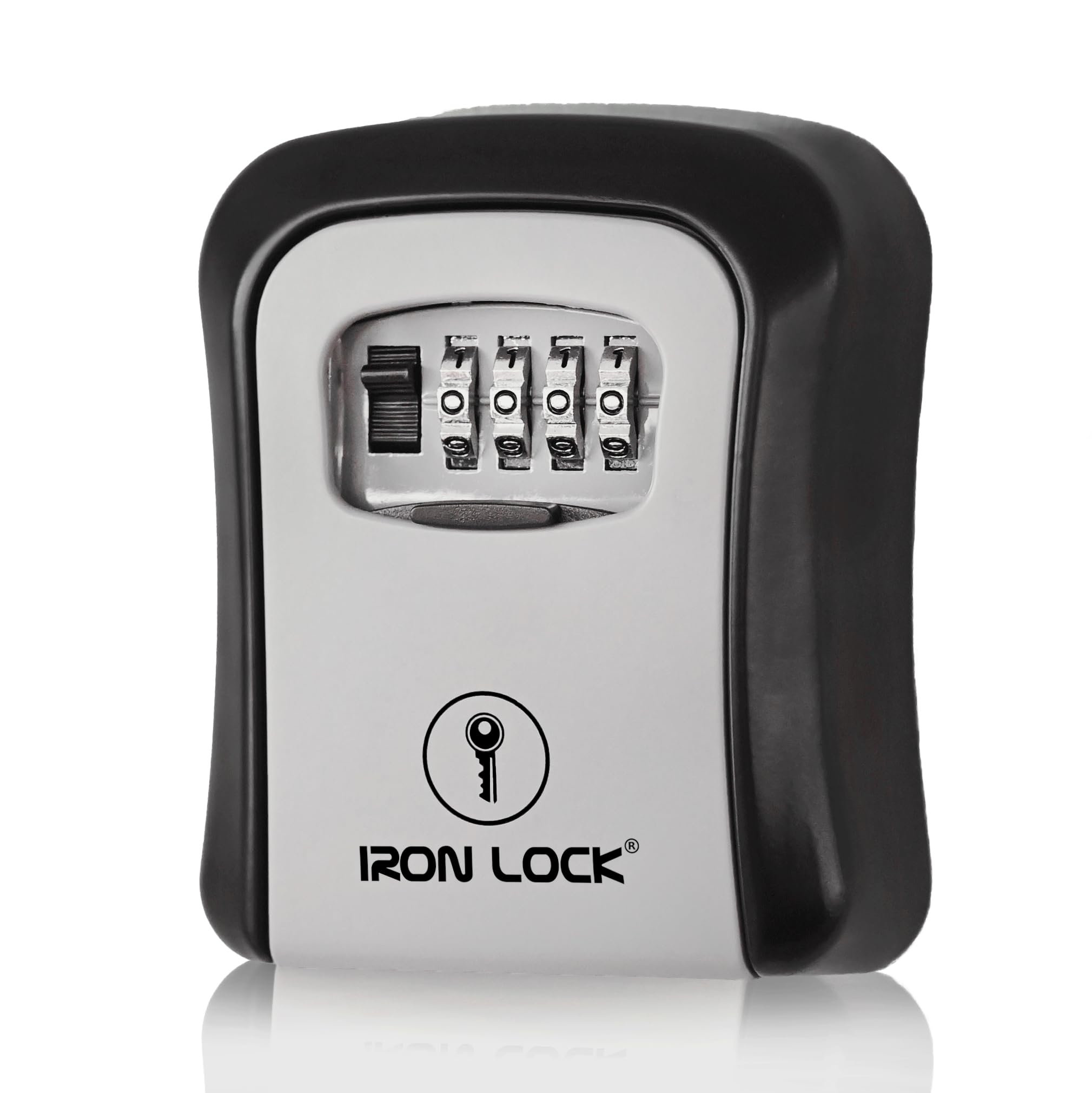 Iron Lock® Key Lock Box Wall Mount – Medium Waterproof Heavy-Duty Metal Safe with 4-Digit Combination for Outdoor Access, Home Entry, Office Security, Rentals & Airbnb Use (Grey, Medium)