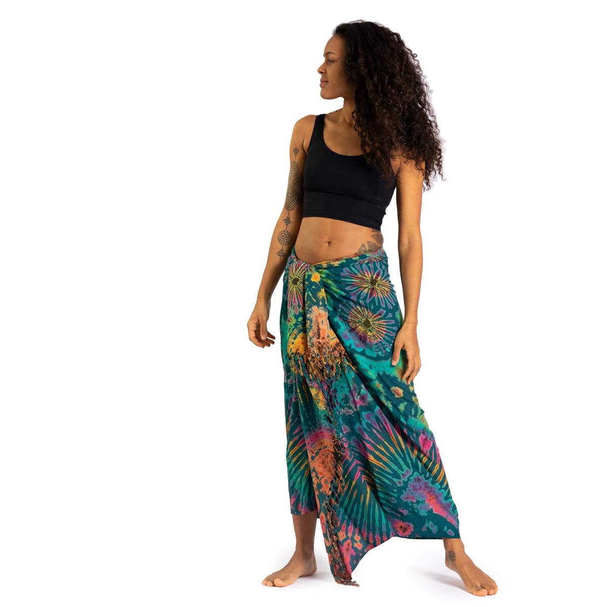 Panasiam Unisex Turquoise Multicolor Sarong Tiedye 190X116cm