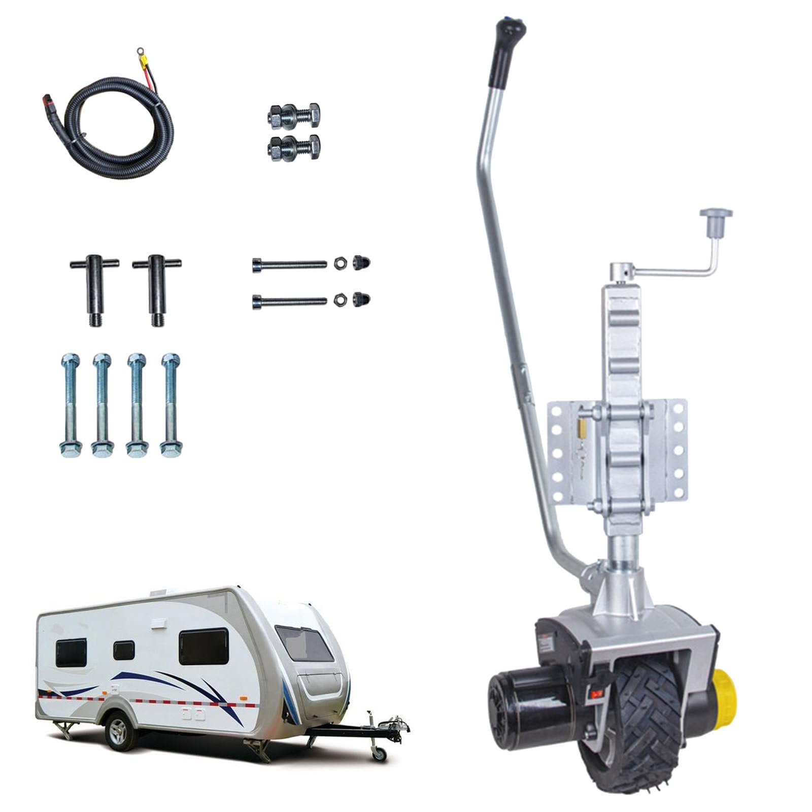 Ruote Jockey-Motorizzate, Carrello Rimorchio Elettrico | Forza di trazione 2722 kg, Spostamento Del Rimorchio, Cric Di Rimorchio 12V/550W, Barca Di Rimorchio Di Manovra Del Trasloco