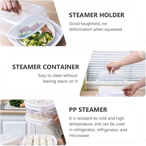 Miniatura 5 de Operitacx Mini vaporizador de microondas para microondas y verduras, para cocinar, microondas, utensilios de cocina sin BPA, apto para lavavajillas