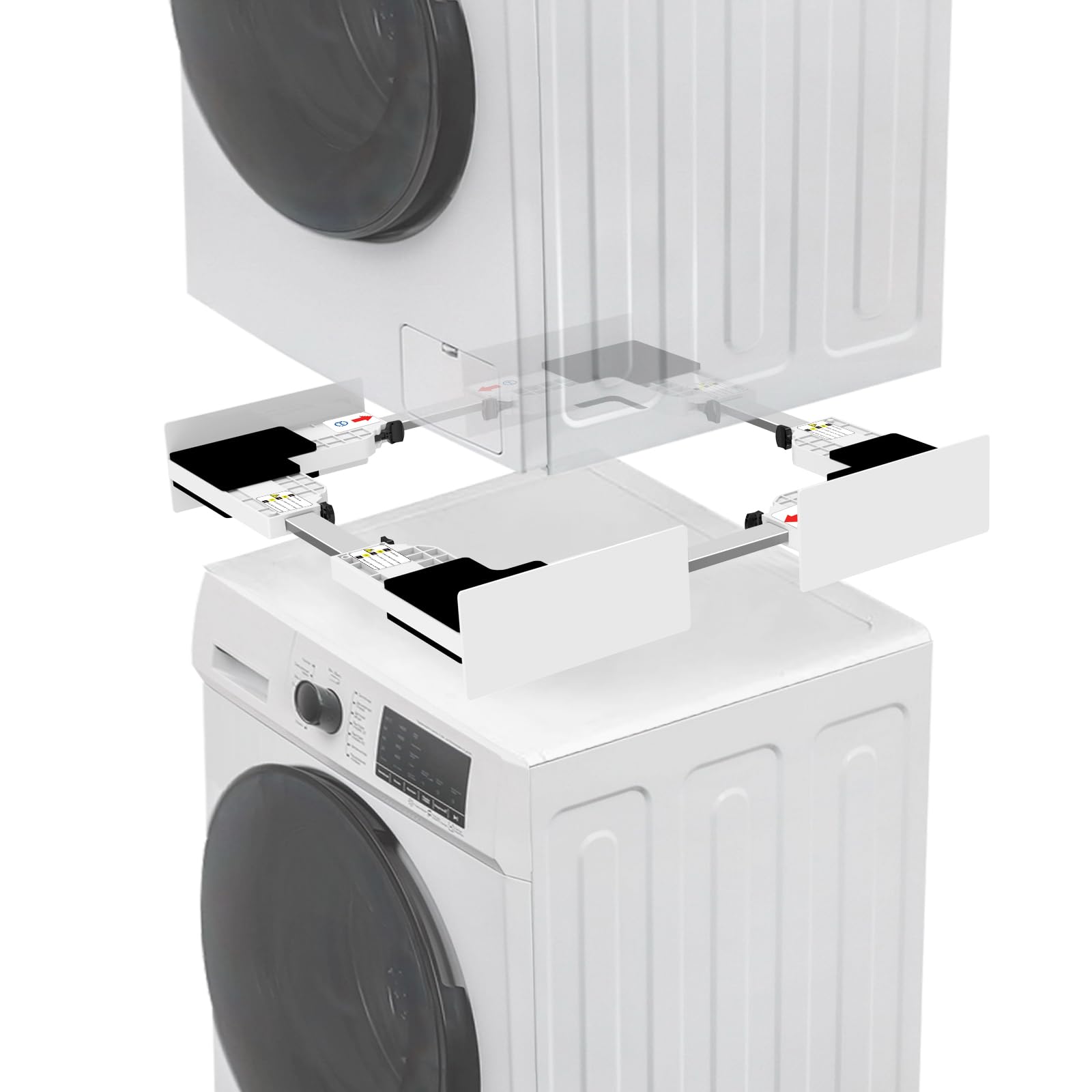 NIUXX Kit di Accatastamento per Lavatrici, Kit di Sovrapposizione Universale con Cinghie Cricchetto, Kit di Impilamento Slim, Telaio Intermedio Universale per 46-66 cm Lavatrice e Asciugatrice