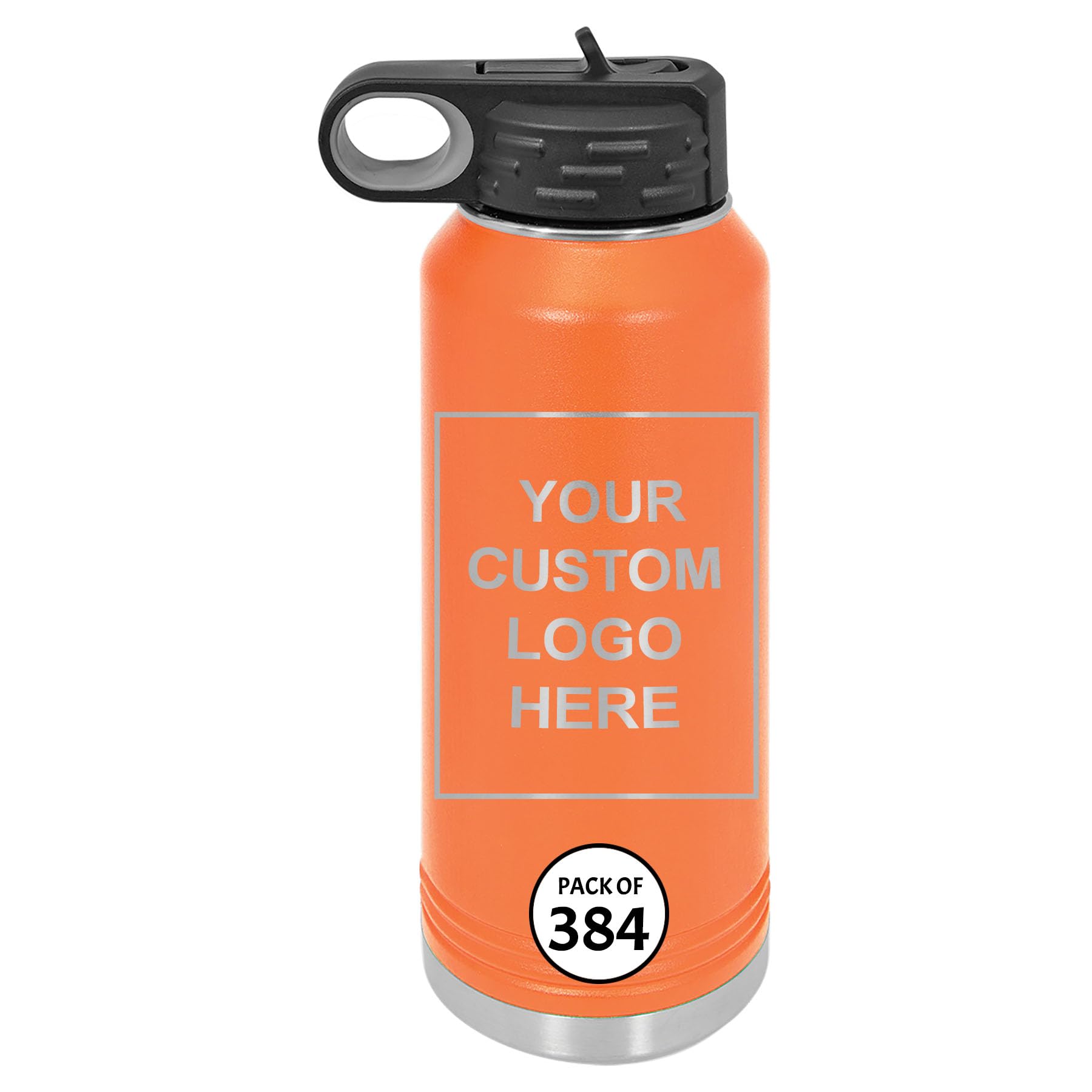 LaserGram 32oz Double Wall Flip Top Water Bottle With Straw Laser Engraved with your Own Custom Logo 384