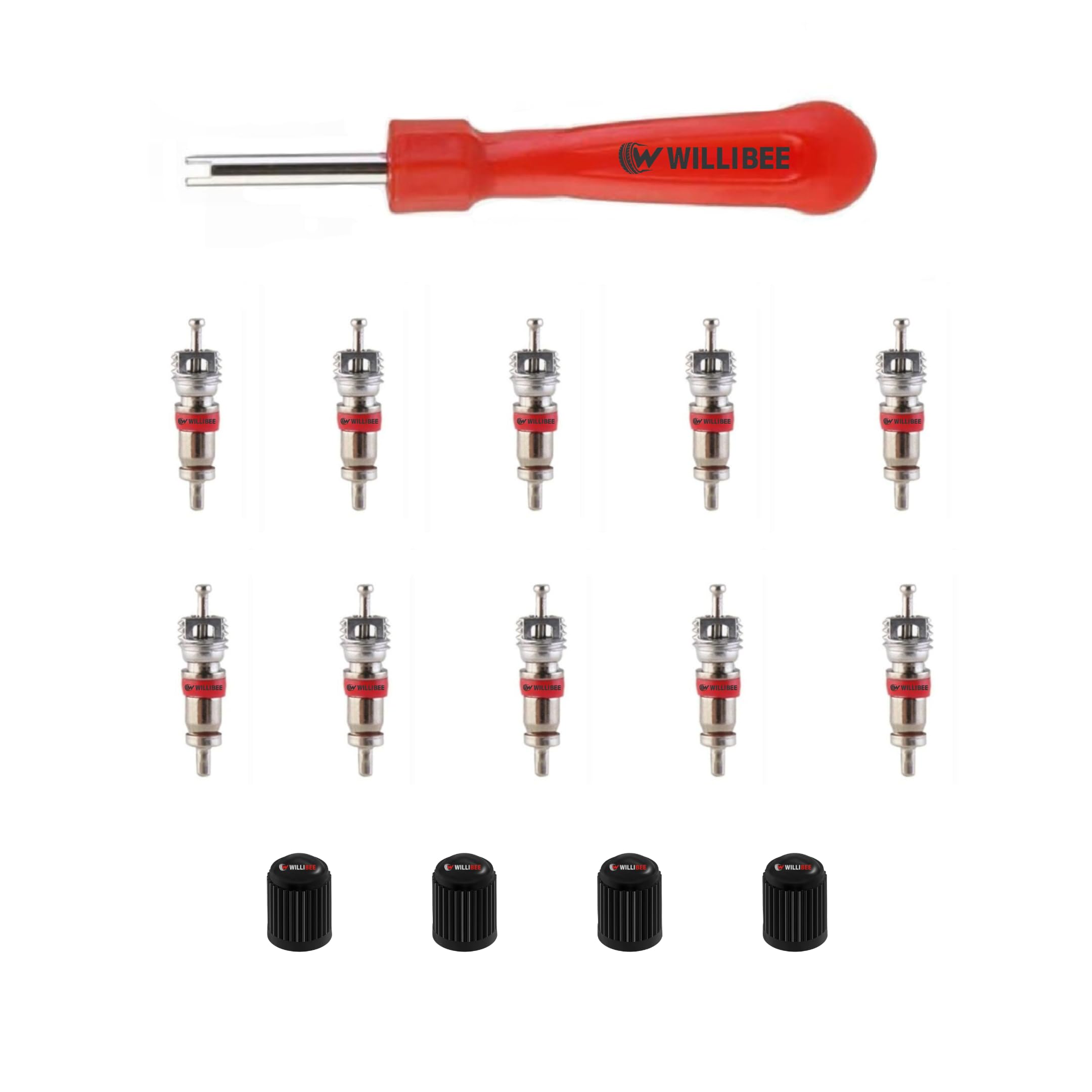 WILLIBEE Valve Core Remover Tool with Car Motorcycle Bike Truck Replacement TPMS Nickel Plated Tire Tyre Valve Stem Core Part (10Pcs)-picture-20