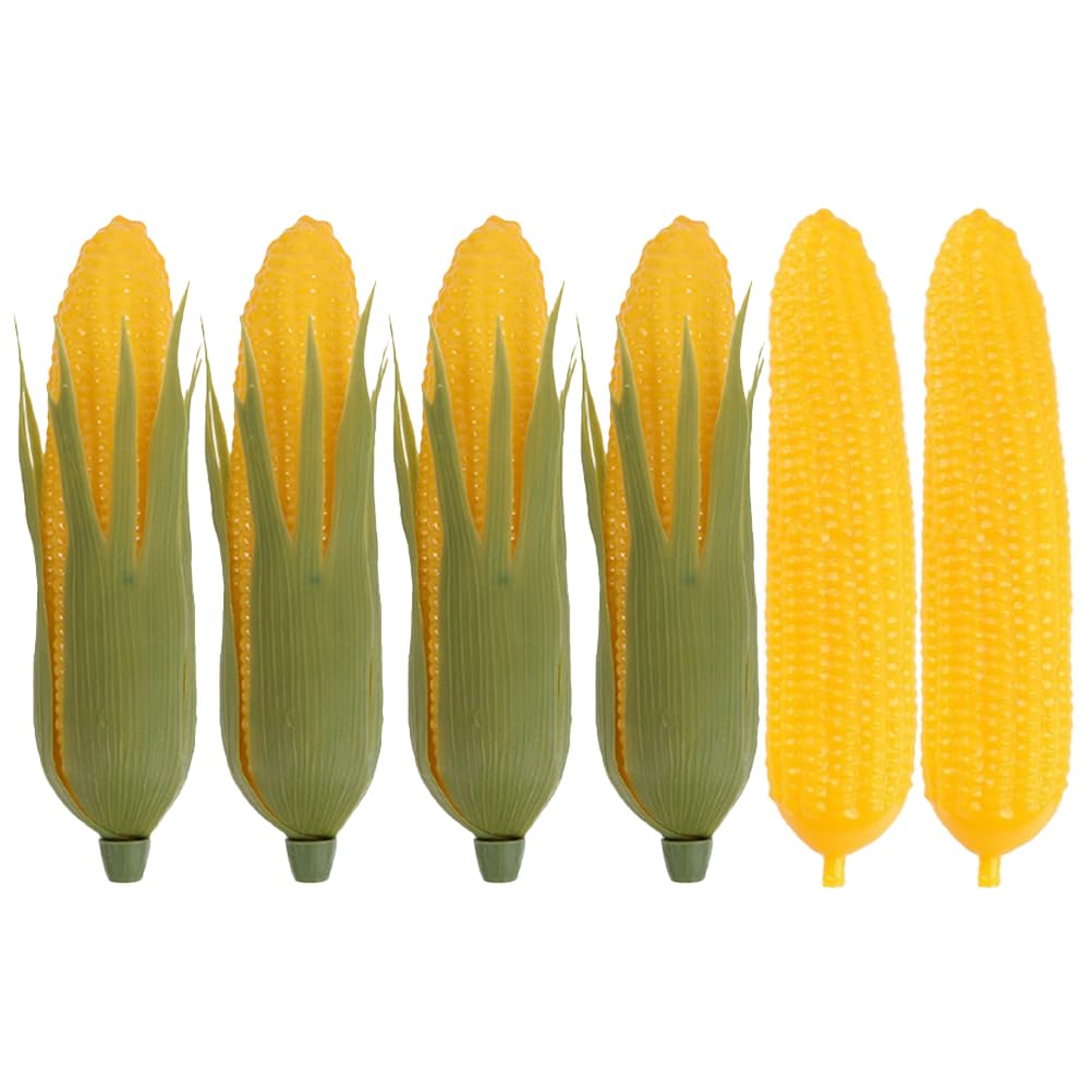 Happyyami 6Pcs Simulation Corn Artificial Vegetable Model Kitchen Vegetable Decor Lifelike Vegetable Model Decoration Faux Lifelike cob Plants Decor Fake Corn Food Plastic Corn on The cob