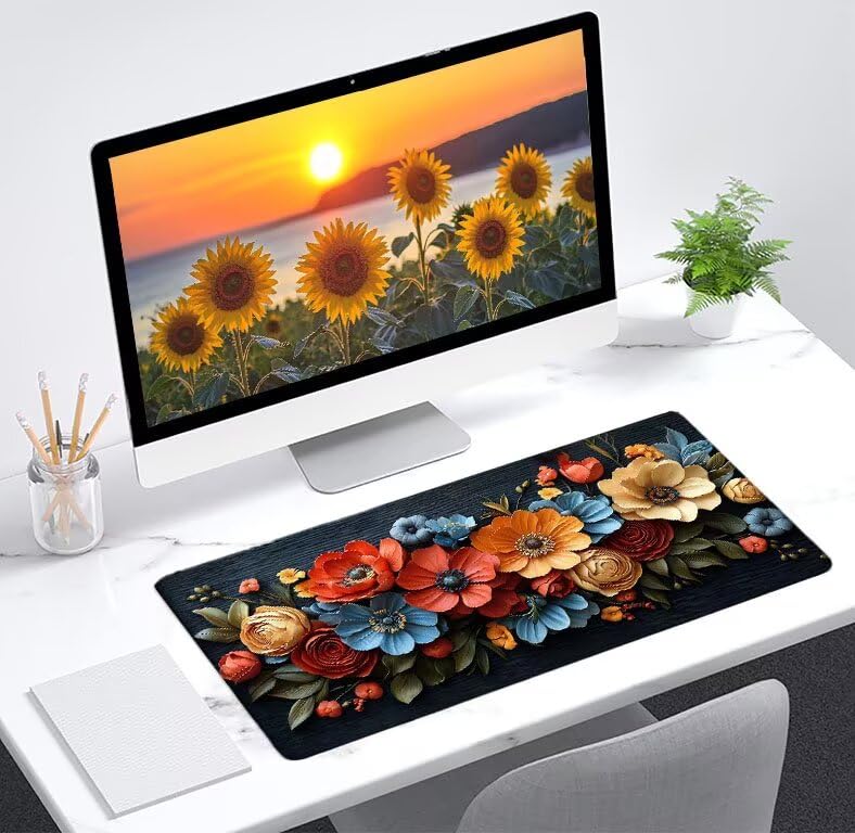 Mouse pad grand format Fleur de qualité supérieure pour bureau moderne - 2