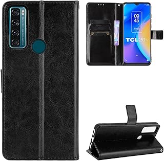 QiongNi Case for TCL 20 SE Case Cover,Flip Leather Wallet Cover Case for TCL 20 SE Case Black