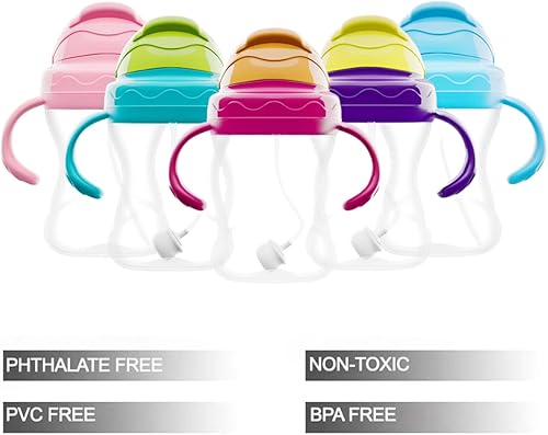 Miniatura 8 de PandaEar Vaso para beber para bebé, 9 onzas, con asas, para bebés y niños pequeños a partir de 6 meses, sin BPA, diseño antiderrames