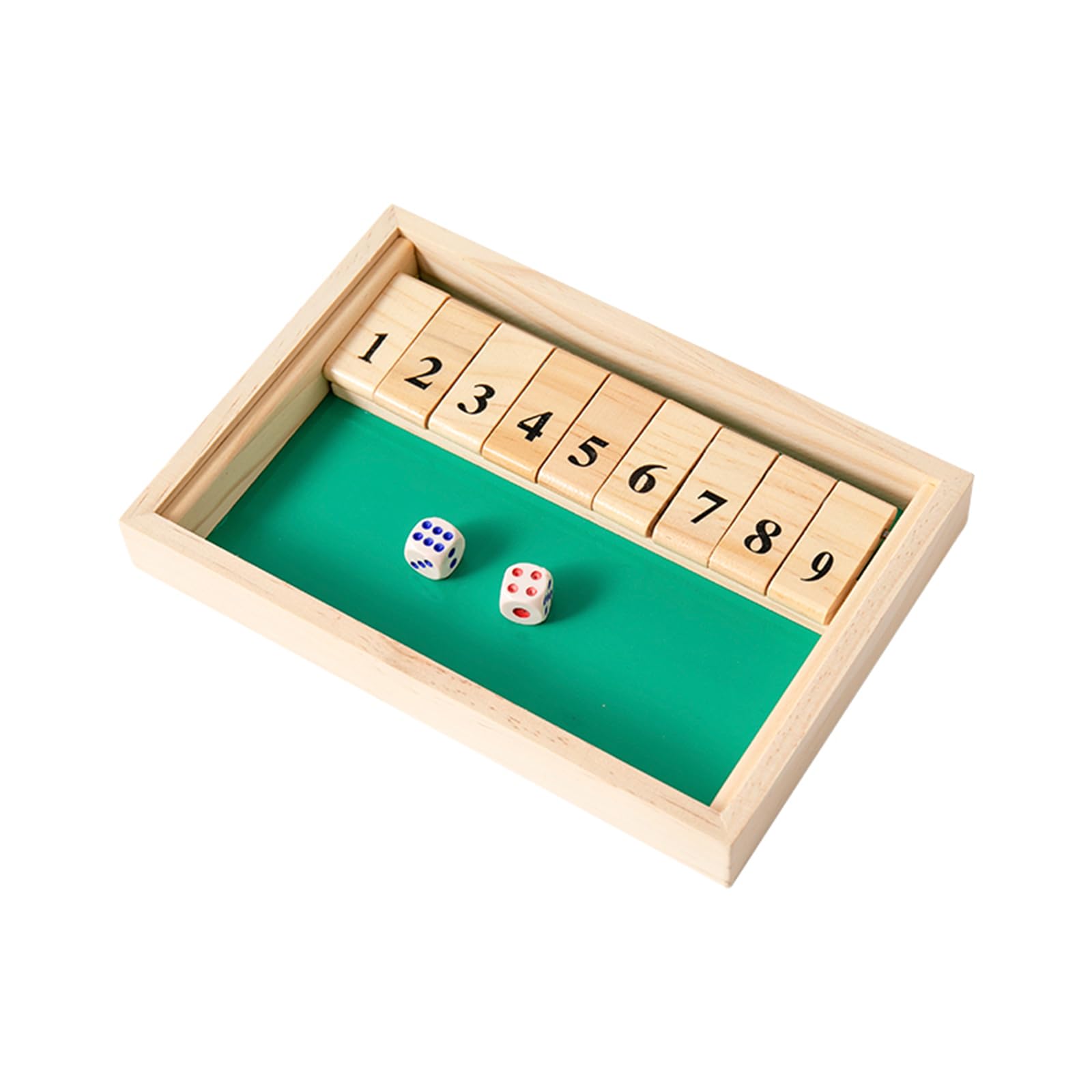ZHITENG Shut The Box, Juego de Mesa de Madera Clásico Cierra la Caja Juego con 8 Dados 2-4 Jugadores Juguetes de Dados Juguetes de Matematicas, para Padres e Hijos Fiesta Bar y Casa (Multicolor) — view 8