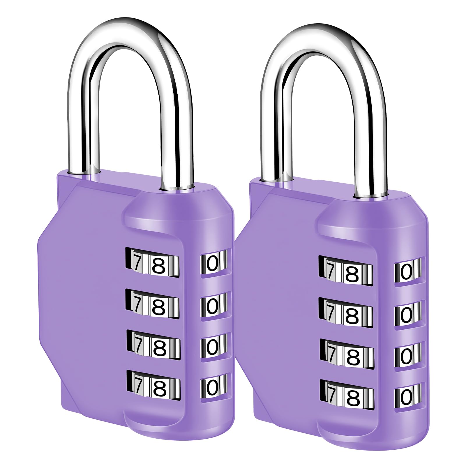 NAGE 4-Digit Combination Padlock with Resettable Code, 2p, Purple