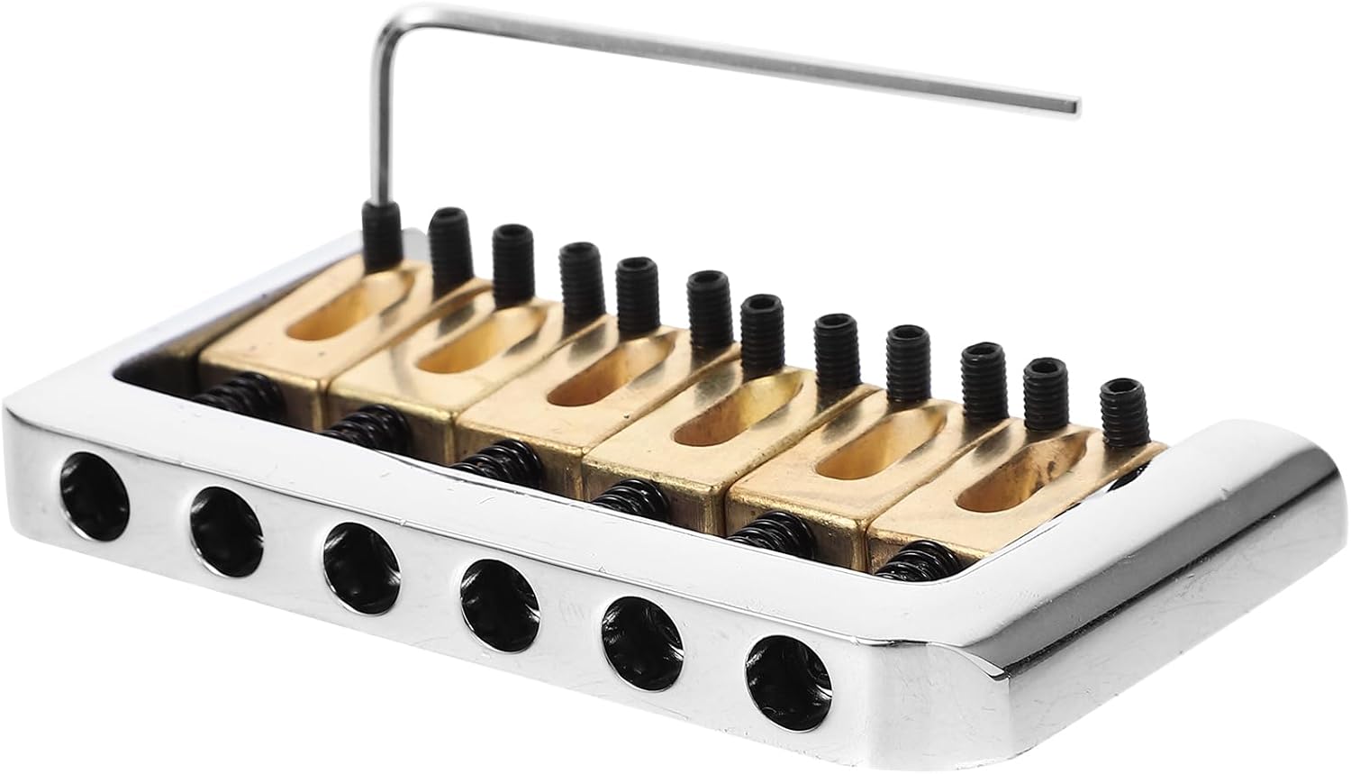6 String Hard-tail Fixed Bridge Set with Wrench and Screws for Electric Guitar Replacement Parts guitar bridge, bridge(Golden)