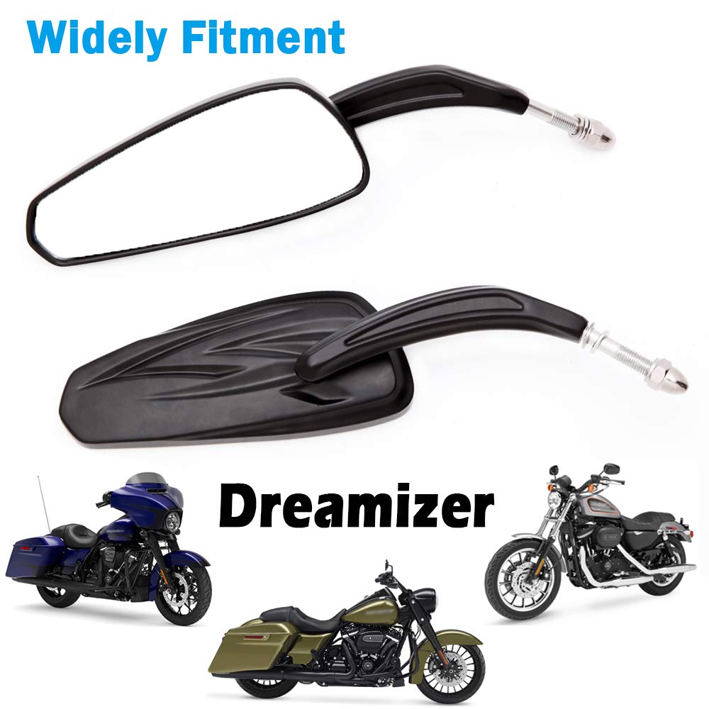 DREAMIZER Rétroviseur de Moto, 8mm Miroir de Moto Remplacement pour Sportster XL883 1200 Dyna Softail Street Glide Electra Glide Road Glide