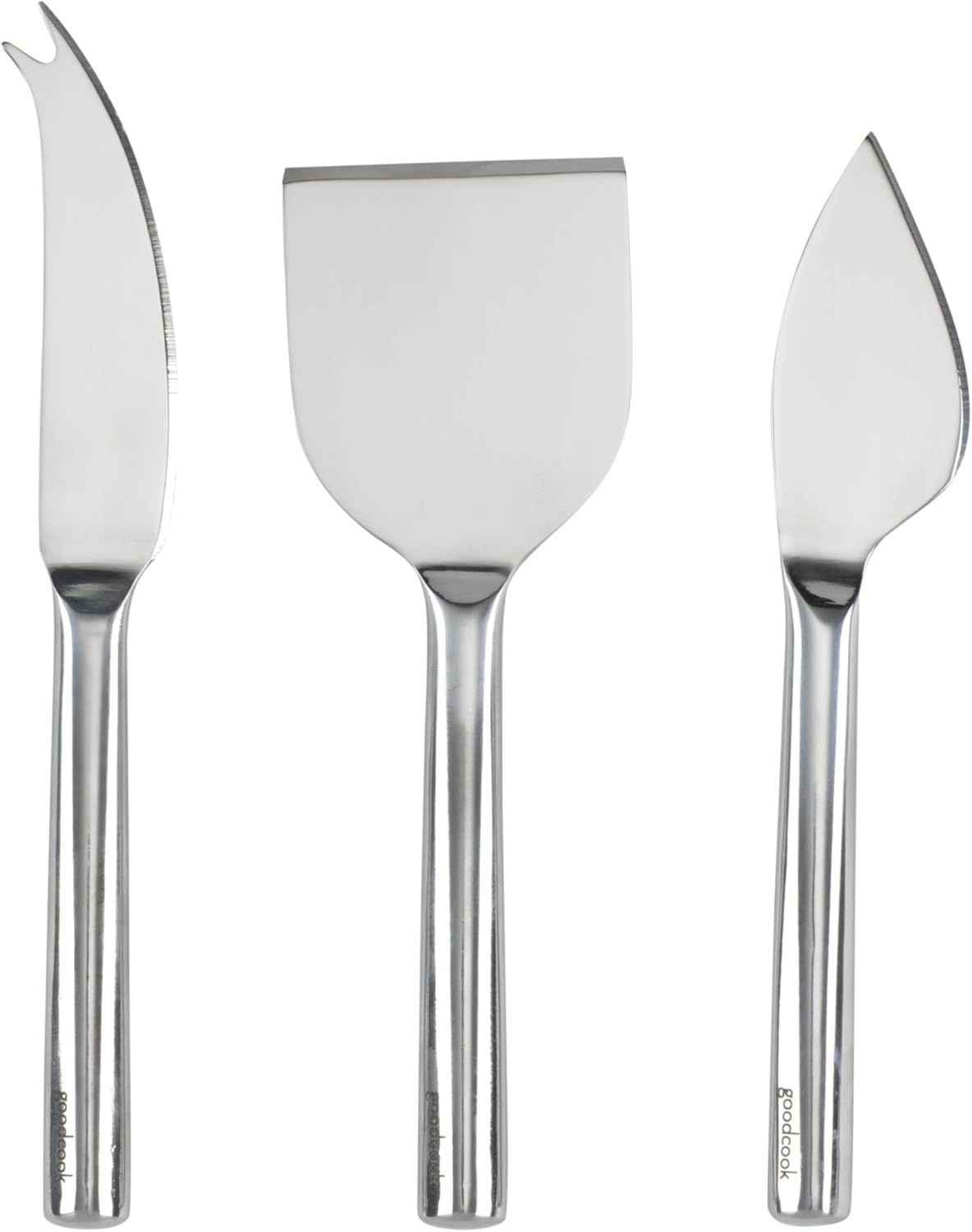 GoodCook Gourmet Cheese Serving Set, 3pc set for soft and hard cheeses, Stainless Steel Single Piece Design GoodCook Gourmet Cheese Serving Set, 3pc set for soft and hard cheeses, Stainless Steel Single Piece Design
