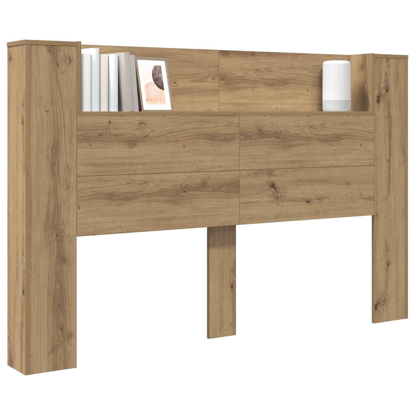 Leasha Tête de lit avec LED, Centre de Lit Meuble de Chambre à Coucher Chêne Artisanal 160x16,5x103,5 cm