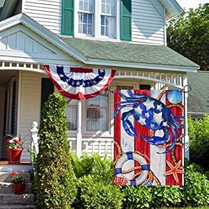Dyrenson home decorative outdoor patriotic crab memorial day garden flag beach double sided tropical ocean starfish house yard flag stars garden yard decorations navy nautical outdoor flag 12 x 18  urban country home decor