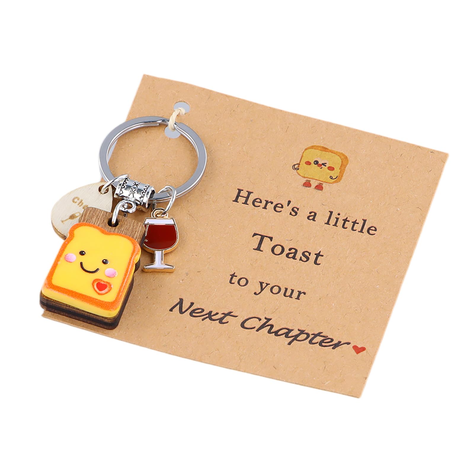 Zirax Women's Multicolor New Job Gifts For Cute Toast Keychain With Wine Glass Good Luck Gifts For Colleagues Leaving, Funny Farewell Retirement Gifts For Coworkers, Congratulations On Your New Job Keyring For Her Sist