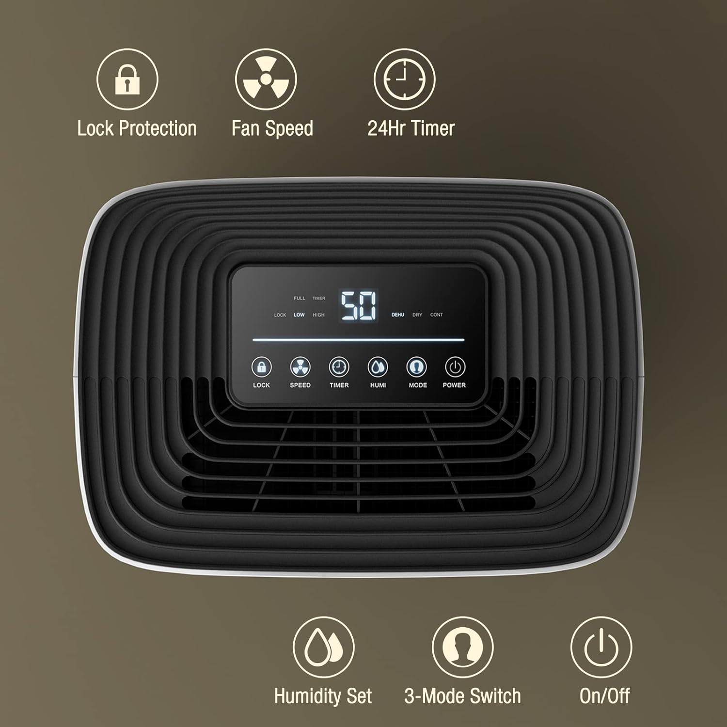 4500 Sq. Ft Dehumidifier with Drain Hose - Ideal for Bedrooms, Basements, Bathrooms, and Laundry Rooms - with Digital Control Panel, 24 Hr Timer, and Front Humidity Display