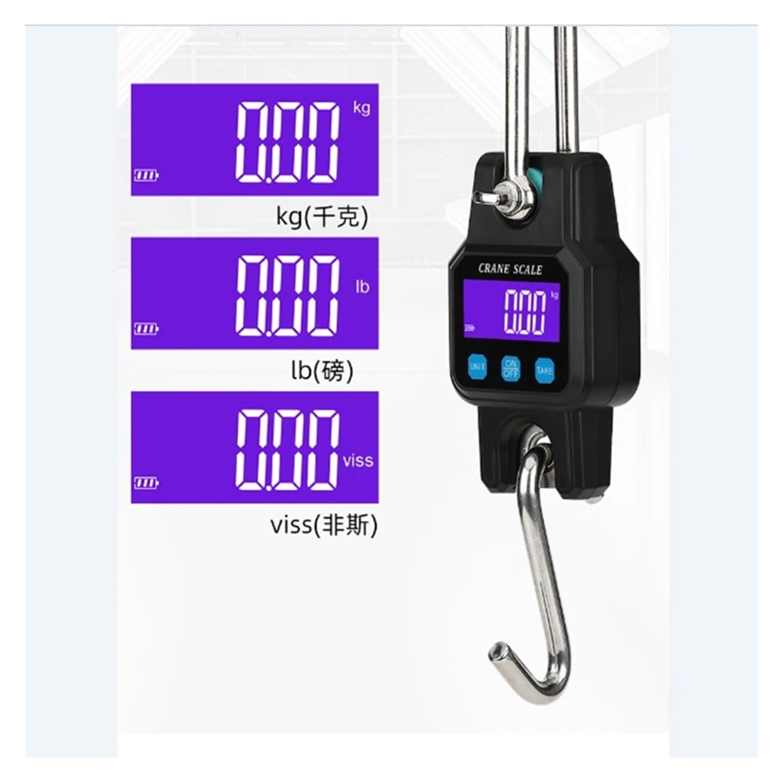 Wisząca waga dźwigowa 300kg/50g Mikro Waga Dźwigowa Akumulatorowa Waga Z Hakiem Do Zawieszania Bluetooth Cyfrowa USB Stal Nierdzewna Heavy Duty Waga(Orange)