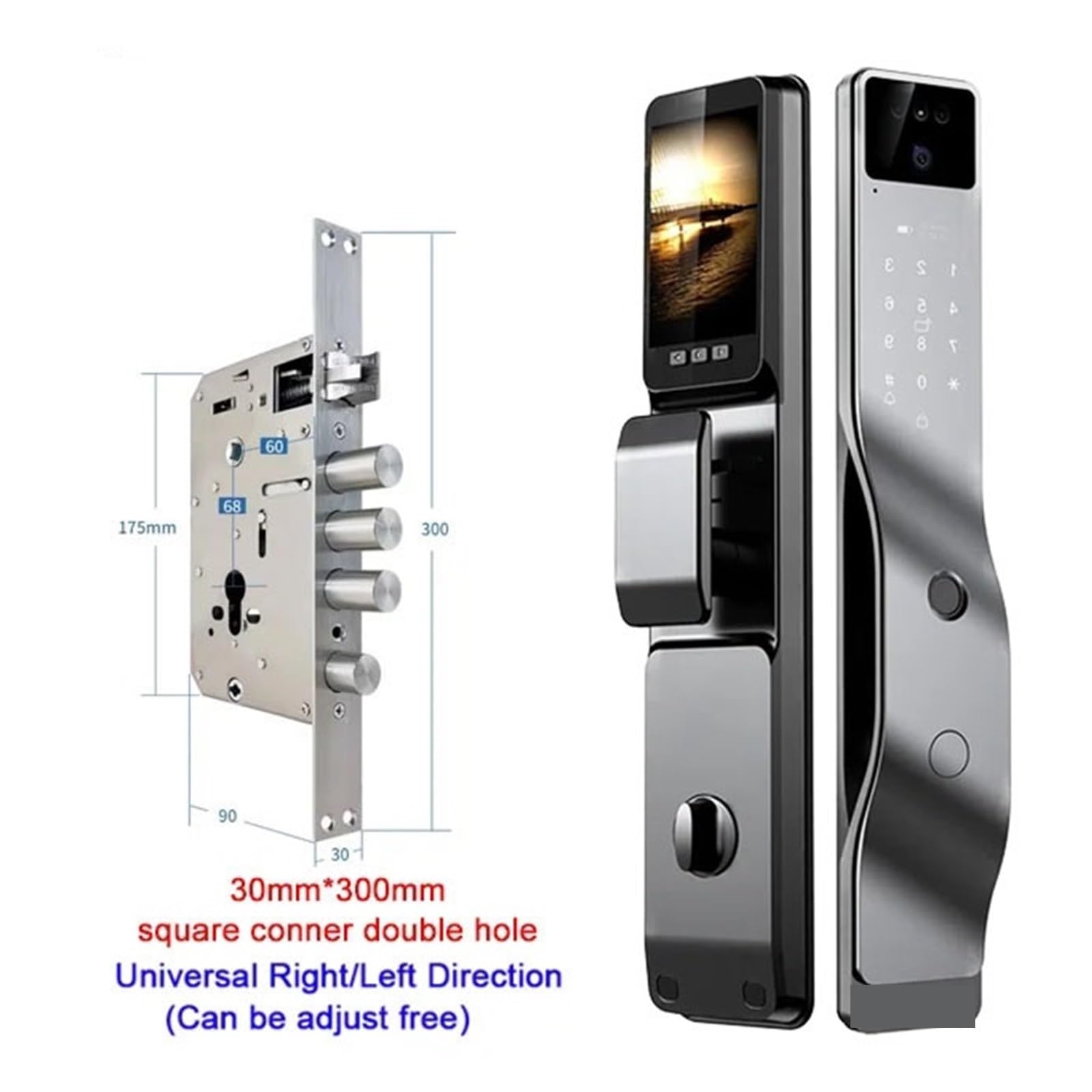 Serratura Smart, App Smart Lock Blocco antifurto for Uso Domestico Blocco delle Impronte digitali con Fotocamera Blocco Password Blocco Porta Grande(Y17 30300)