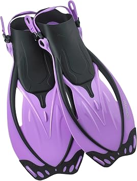 Rapido Marine Open Heel Adjustable Fins - Translucent Violet Lime, Large/X-