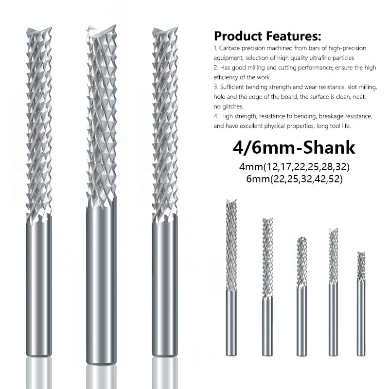 GISTEQ Milling Cutter 3.175/4/6/8/10/12mm Shank Corn End Mill CNC Router bit PCB Machine Milling Too(8x42x70L)