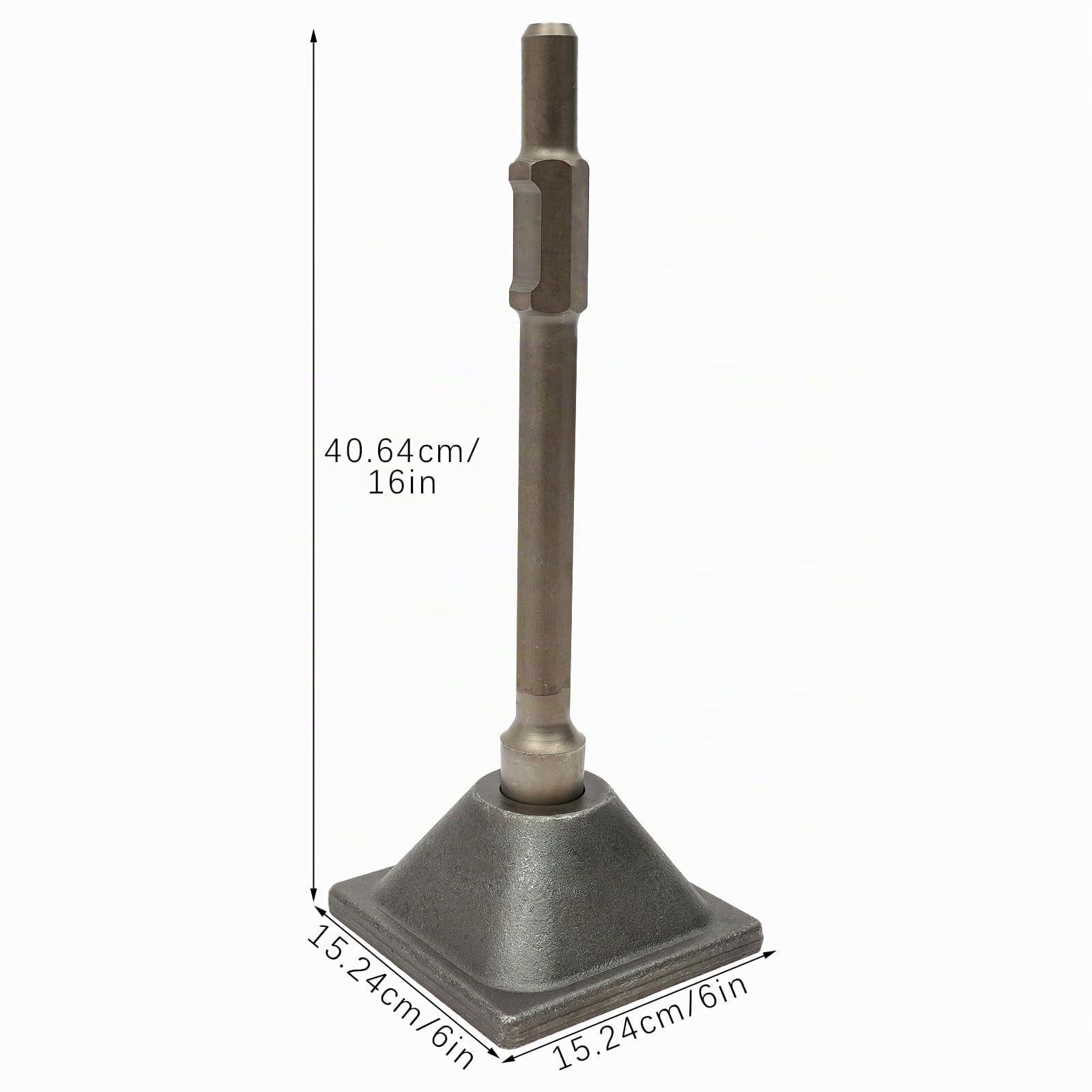 Stampfer für Abbruchhammer 1-1/8" Hex, Anti Schock Stampferplatte, 406CR Stahl Bodenverdichter 40x15x15cm, Rüttelplatte für Fundamentarbeiten und Bodenverdichtung, Wärmebehandelt