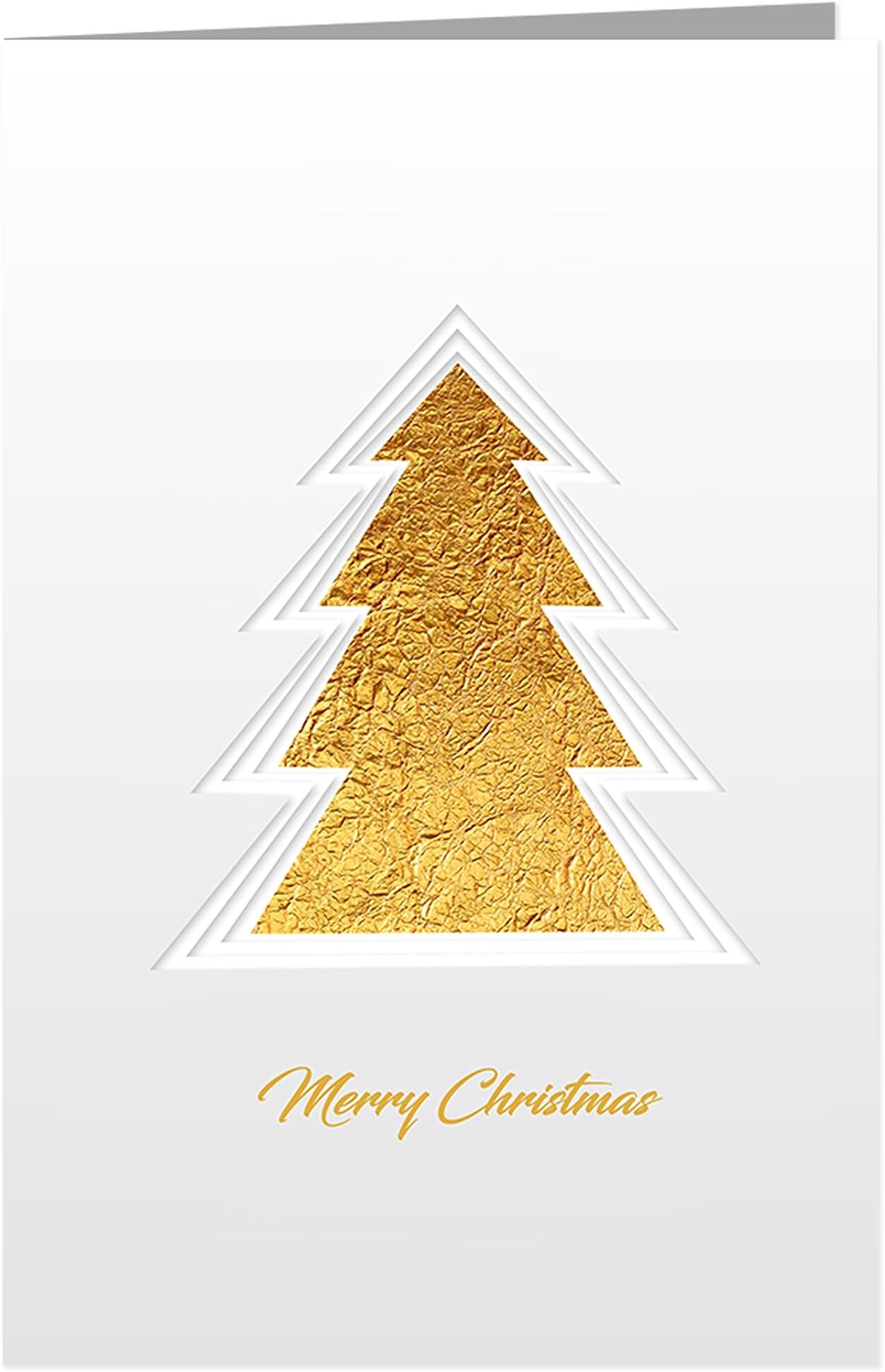 12 Christmas Greeting Cards with Gold Foiling Xmas & Embossing,3D die-cut Christmas tree featuring ,6.75 x 4.5 Inch Merry Christmas Cards with Seal Stickers For Friends, Family and loved Ones ( 1 Pack