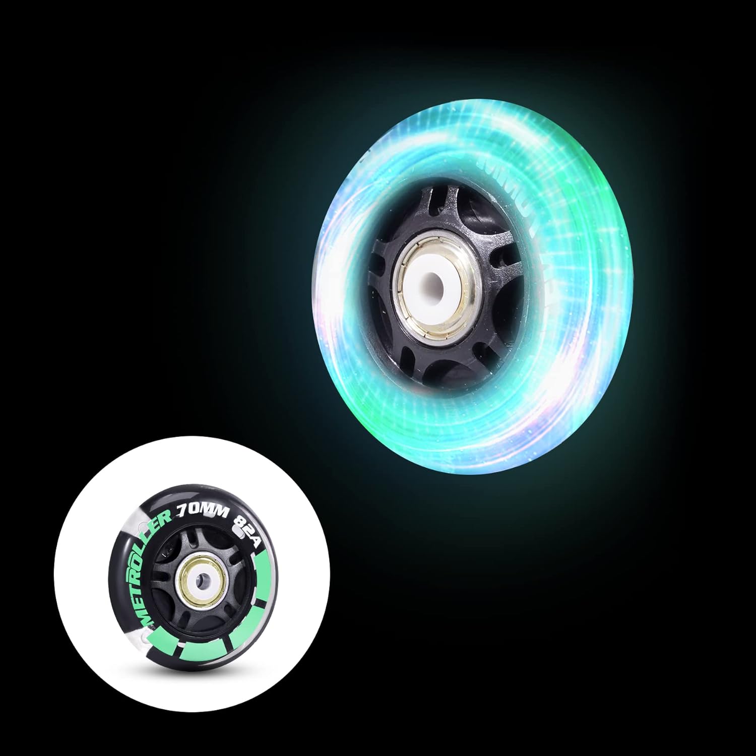 8 Pack 70mm Light up 82A Inline Skate Wheels with ABEC-7 Bearing, Indoor Outdoor Inline Skate Wheels Replacement Roller Blade Wheels Without Tool