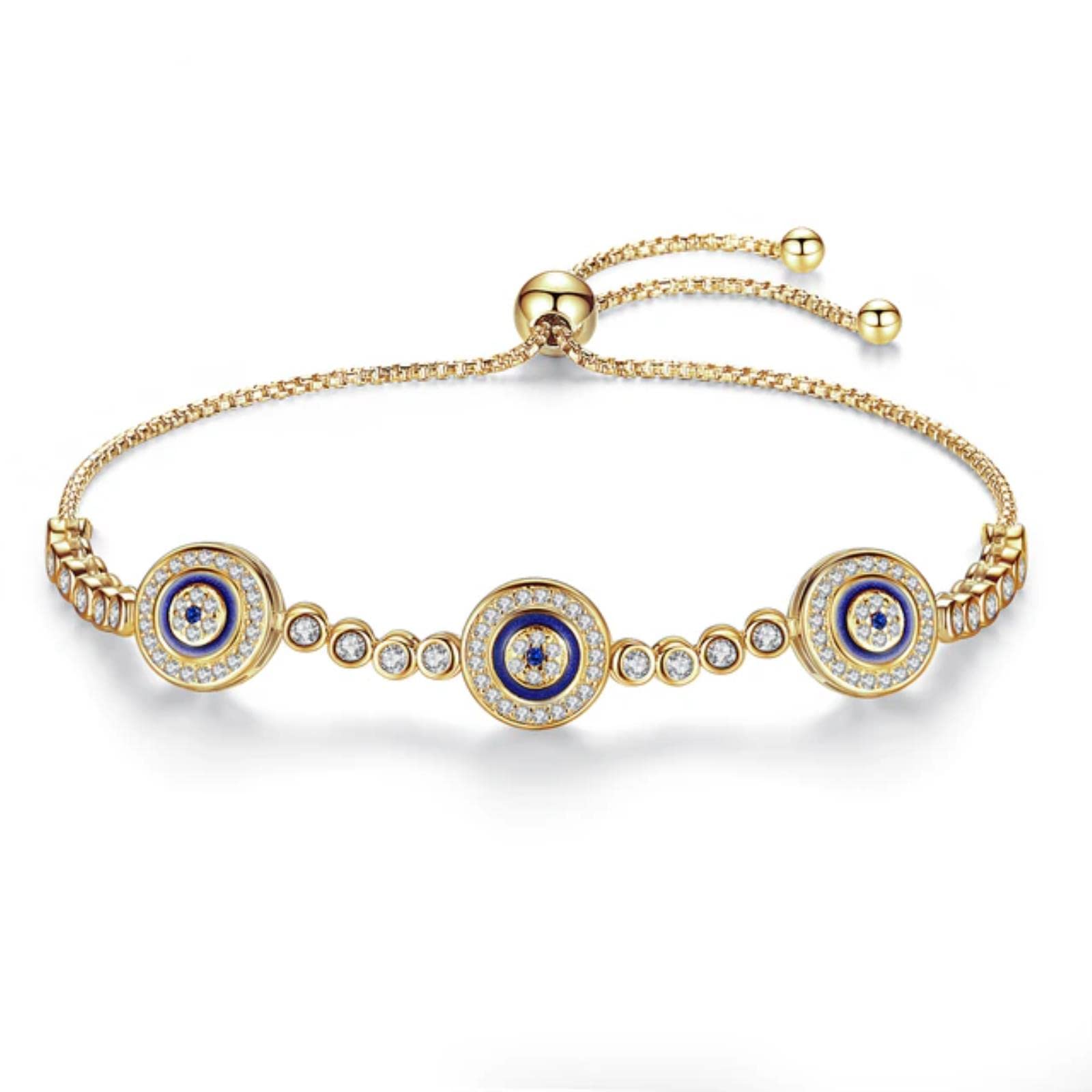 Braccialetti da Tennis in Argento Sterling 925 Cz Bracciale Hamsa Evil Eye Rotondo Blu per Bracciale da Donna