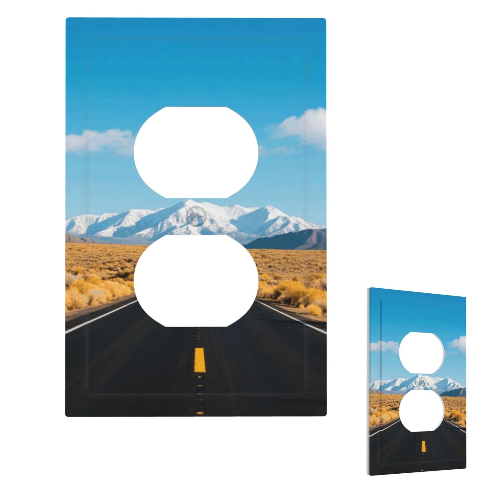 Freeway Highway Road In The Desert Wall Plate Cover Modern Decorative 1 Gang Light Switch Cover Unbreakable Receptacle Outlet Covers For Living Room Bedroom Home Decor Duplex