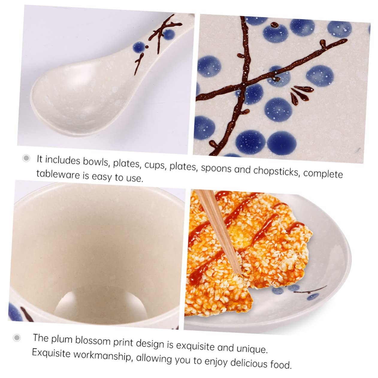 VALICLUD Service De Table Céramique Style Japonais Pour Personne Incluant Assiette Tasse Bol Et Baguettes Pratique
