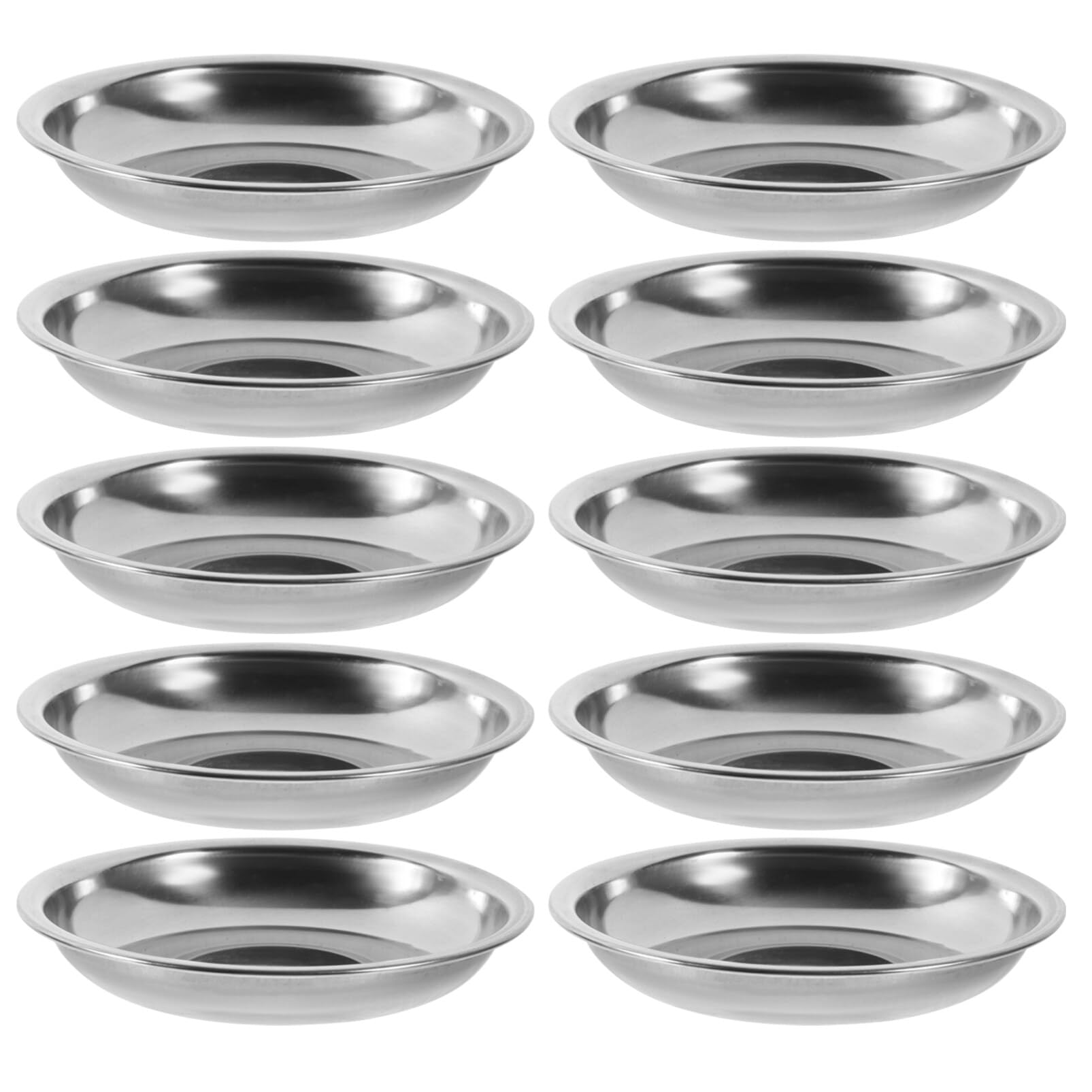 Cabilock 10Pcs Stainless Steel Sauce Dish Round Soy Food Dipping Bowls Mini Appetizer Plates Saucers Bowl Seasoning Dish Saucer Plate for Restaurant Home (10cm)