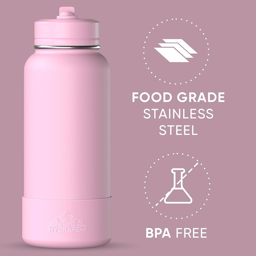 Amazon.com: Hydrapeak 32oz Sport Insulated Water Bottle with straw