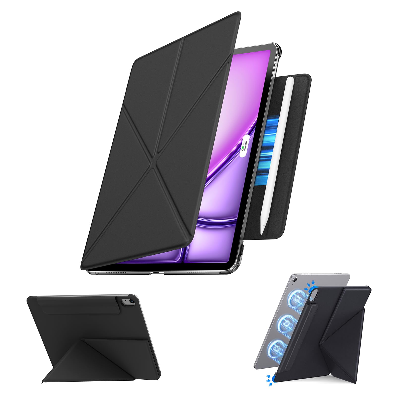 SANDUODD for iPad Air 11 inch Case M3/M2(2025/2024), Slim Powerful Magnetic Attachment Corner Protective iPad Folio Case with Auto Wake/Sleep and