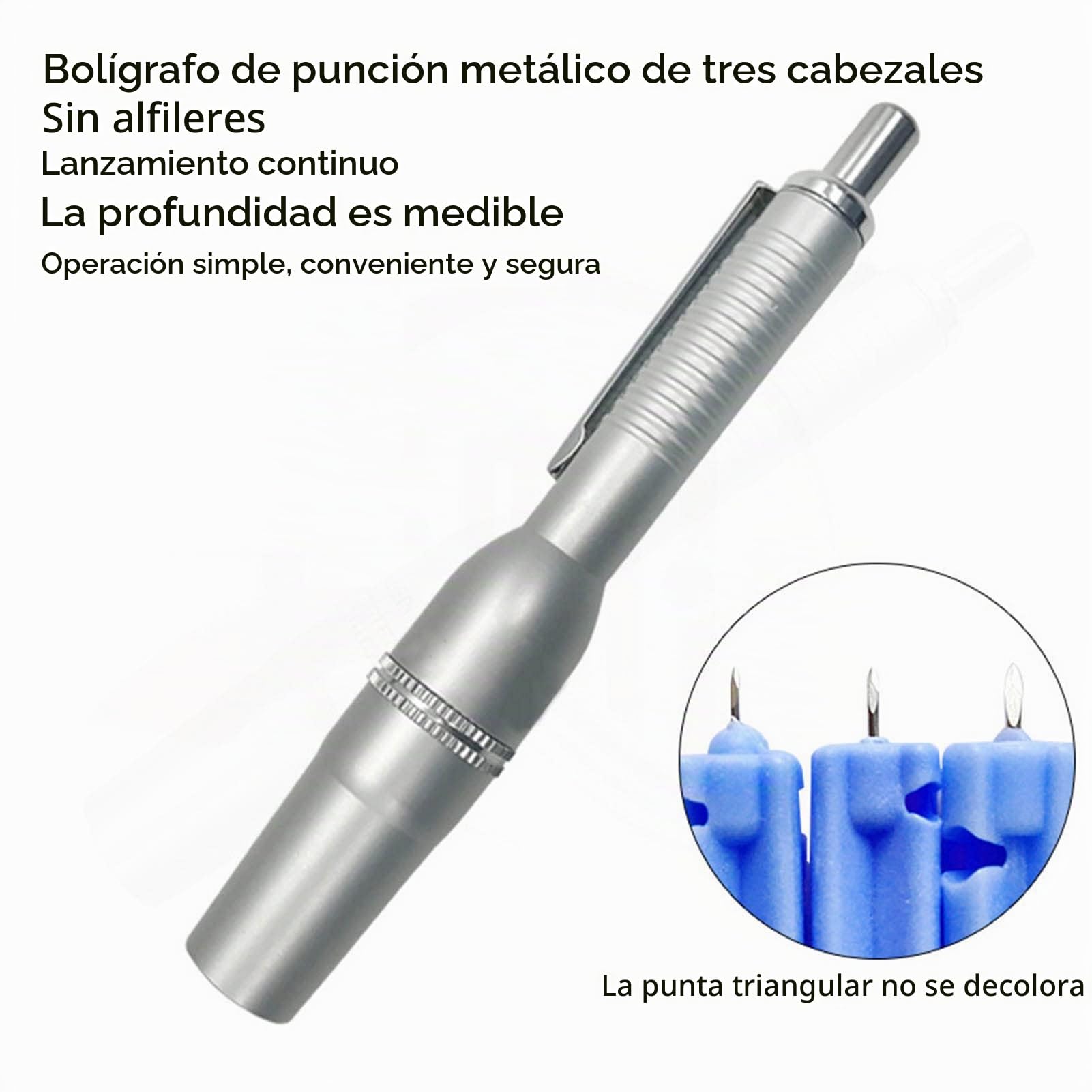 Pluma De Lanceta De Sangre, Pluma De Recolección De Sangre Dispositivo De Punción De Sangre De 3 Agujas De Profundidad Ajustable Profesional Para Uso Doméstico(Plata)