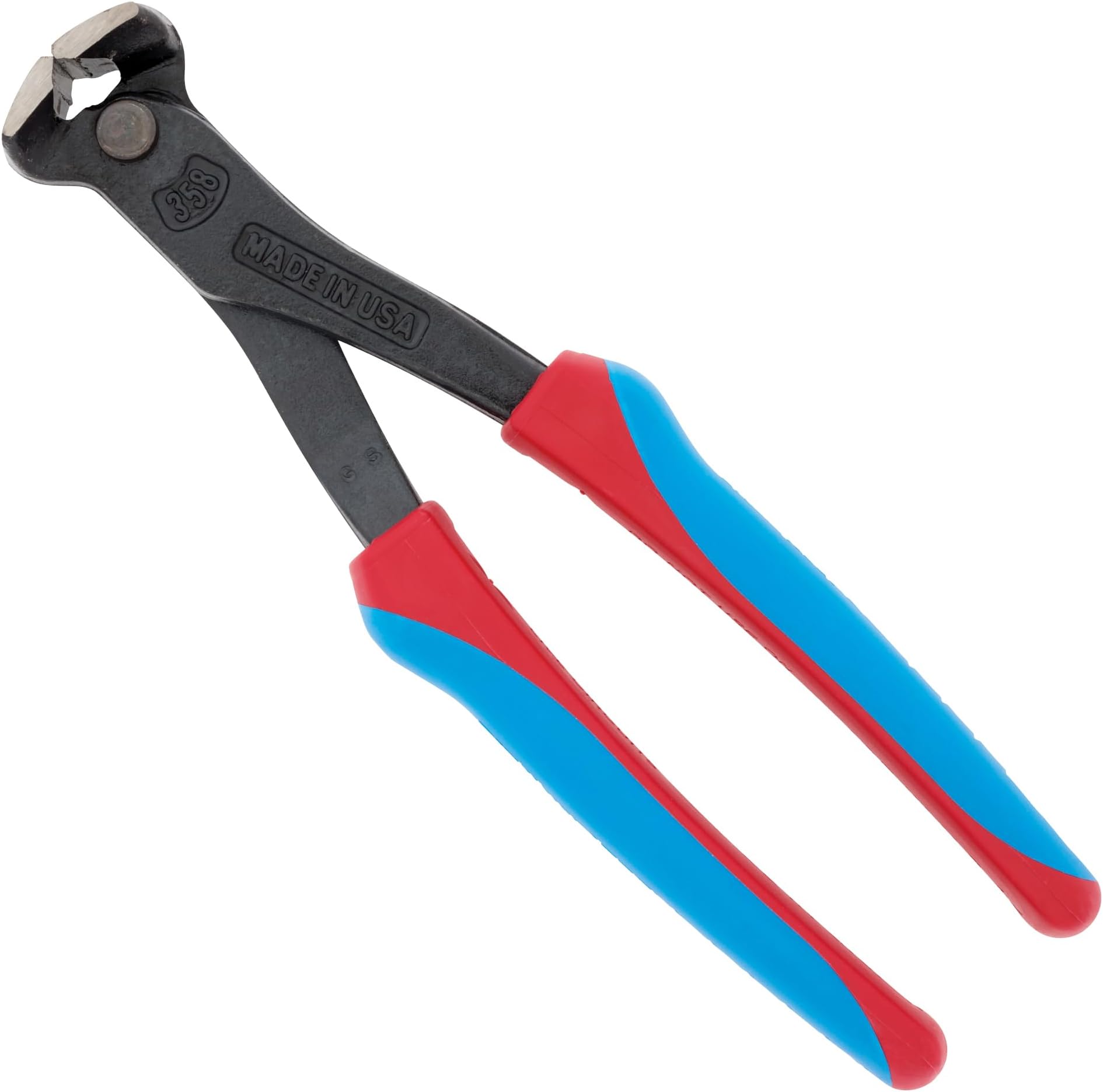 358CB 8-Inch End Cutting Plier with Code Blue Comfort Grips
